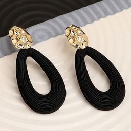 SOHI Black & Gold-Plated Contemporary Drop Earrings-48