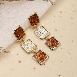 SOHI Brown & White Contemporary Drop Earrings-32