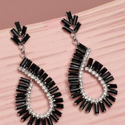 SOHI Black & Gold Plated Contemporary Drop Earrings-image-66