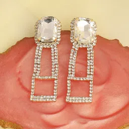 SOHI Gold-Plated Contemporary Drop Earrings-image-79