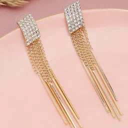 SOHI Women Gold-Toned Contemporary Drop Earrings-image-81