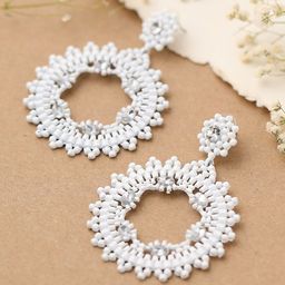 SOHI White Contemporary Gold Plated Drop Earrings-image-45