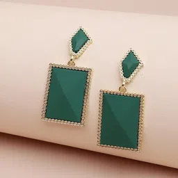 SOHI Women Green Contemporary Drop Earrings-8