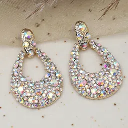 SOHI Silver-Toned Contemporary Drop Earrings-15