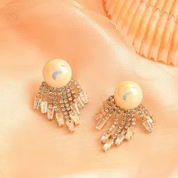 SOHI White Contemporary Studs Earrings-image-88
