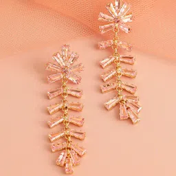 SOHI Pink Gold Plated Contemporary Half Hoop Earrings-image-62