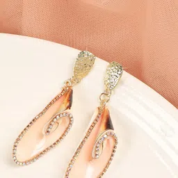SOHI Peach-Coloured Contemporary Drop Earrings-image-54