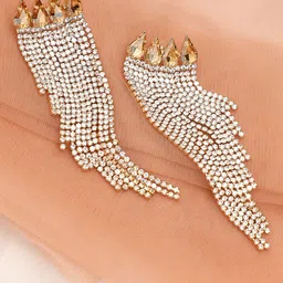 SOHI Women Gold-Toned & White Contemporary Drop Earrings-55