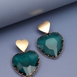 SOHI Women Green Heart Shaped Drop Earrings-51