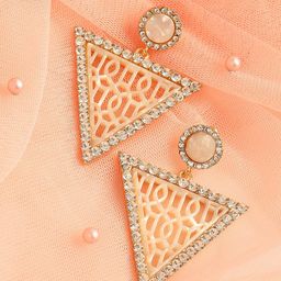 SOHI Gold-Toned Gold Plated Triangular Drop Earrings-18