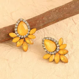 SOHI Women Yellow Gold Plated Contemporary Drop Earrings-image-16