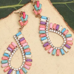 SOHI Red & Blue Contemporary Drop Earrings-image-44