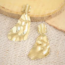 SOHI Gold-Plated Contemporary Drop Earrings-image-99