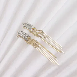 SOHI Women Gold-Toned Gold-Plated Contemporary Drop Earrings-16