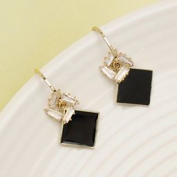 SOHI Black Gold-Plated Contemporary Half Hoop Earrings-picture-6