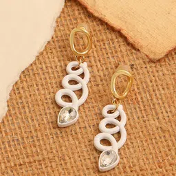 SOHI White Contemporary Drop Earrings-image-60