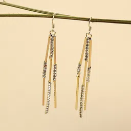 SOHI Gold-Plated Contemporary Drop Earrings-97