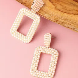 SOHI Gold Plated Contemporary Drop Earrings-24