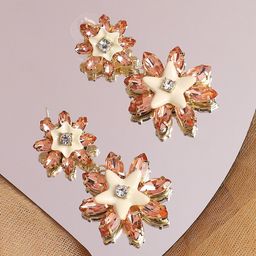 SOHI Gold-Plated Floral Drop Earrings-16