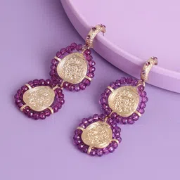 SOHI Women Gold Plated Contemporary Drop Earrings-44