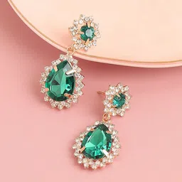 SOHI Gold Plated Contemporary Drop Earrings-30