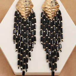 SOHI Gold Plated Contemporary Drop Earrings-13