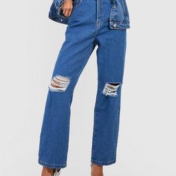 Boohoo Women Straight Fit High-Rise Slash Knee Jeans-image-36