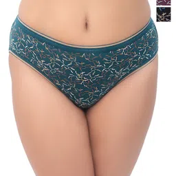 Foxy Pack of 3 Assorted Floral Printed Anti Odour Pure Cotton Bikini Briefs-image-10