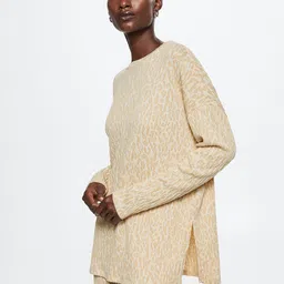 MANGO Women Beige Animal Printed Sweatshirt-image-68