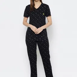mack jonney VIMAL JONNEY Women Black Printed Night suit-picture-38