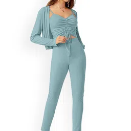 ODETTE V-Neck Acrylic Top With Front Open Jacket & Trouser Co-Ords image 4