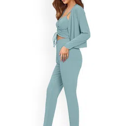 ODETTE V-Neck Acrylic Top With Front Open Jacket & Trouser Co-Ords image 3