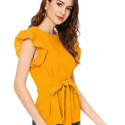 ODETTE Flutter Sleeve Crepe Regular Top image 3