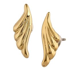 Estele Gold-Plated Leaf Shaped Studs Earrings image 2