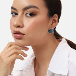 SOHI Gold-Plated Square Studs Earrings-16