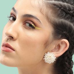 SOHI Gold-Plated Floral Studs Earrings-37