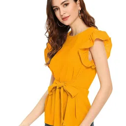 ODETTE Flutter Sleeve Crepe Regular Top image 4