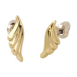 Estele Gold-Plated Leaf Shaped Studs Earrings image 3