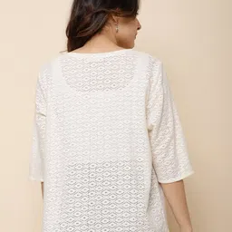 UnaOne Pure Cotton Front Open Shrug With Fringes image 3