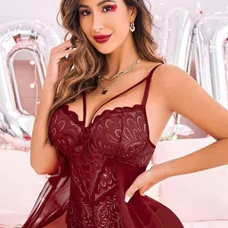 VAGHBHATT Net Baby Doll with Asymmetric image 4