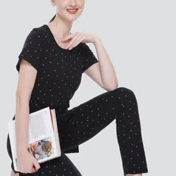 ELPIDA Conversational Printed Pure Cotton T-Shirt With Pyjamas image 4