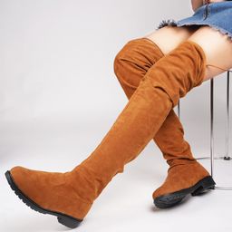 JM Looks Women High-Top Above Knee Length Suede Platform Heel Regular Boots-37