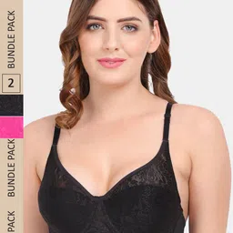 Amour Secret Pack of 2 Underwired Non-Padded Bra B401_Blk_Pnk-image-83