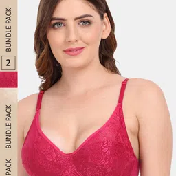 Amour Secret Pack of 2 Underwired Non-Padded Bra B401_Mrn_Skn-image-81