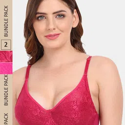 Amour Secret Pack of 2 Underwired Non-Padded Bra B401_Mrn_Pnk-picture-30