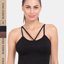Amour Secret Pack Of 2 Lightly Padded Non Wired Anti-Odour Workout Sports Bra-image-88