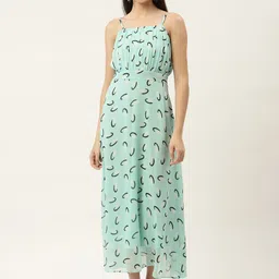 Slenor Sea Green Chiffon Maxi Dress-17