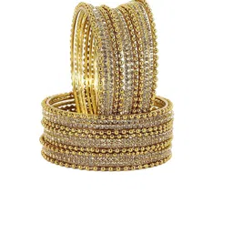 NMII Set Of 24 Zircon Ballchain Linked Studded Glossy Bangles-9