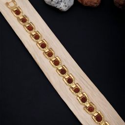WATCHSTAR Unisex Gold-Plated Stainless Steel Rudraksh Design Wraparound Bracelet-55