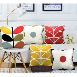 AEROHAVEN Red & White 5 Pieces Square Cushion Covers-38